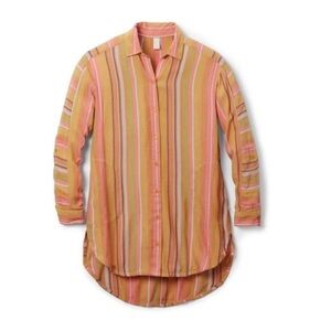 Prana Long Sleeve Tencel Scheena Tunic Shirt WR4 Cacti Soleil Stripe Small